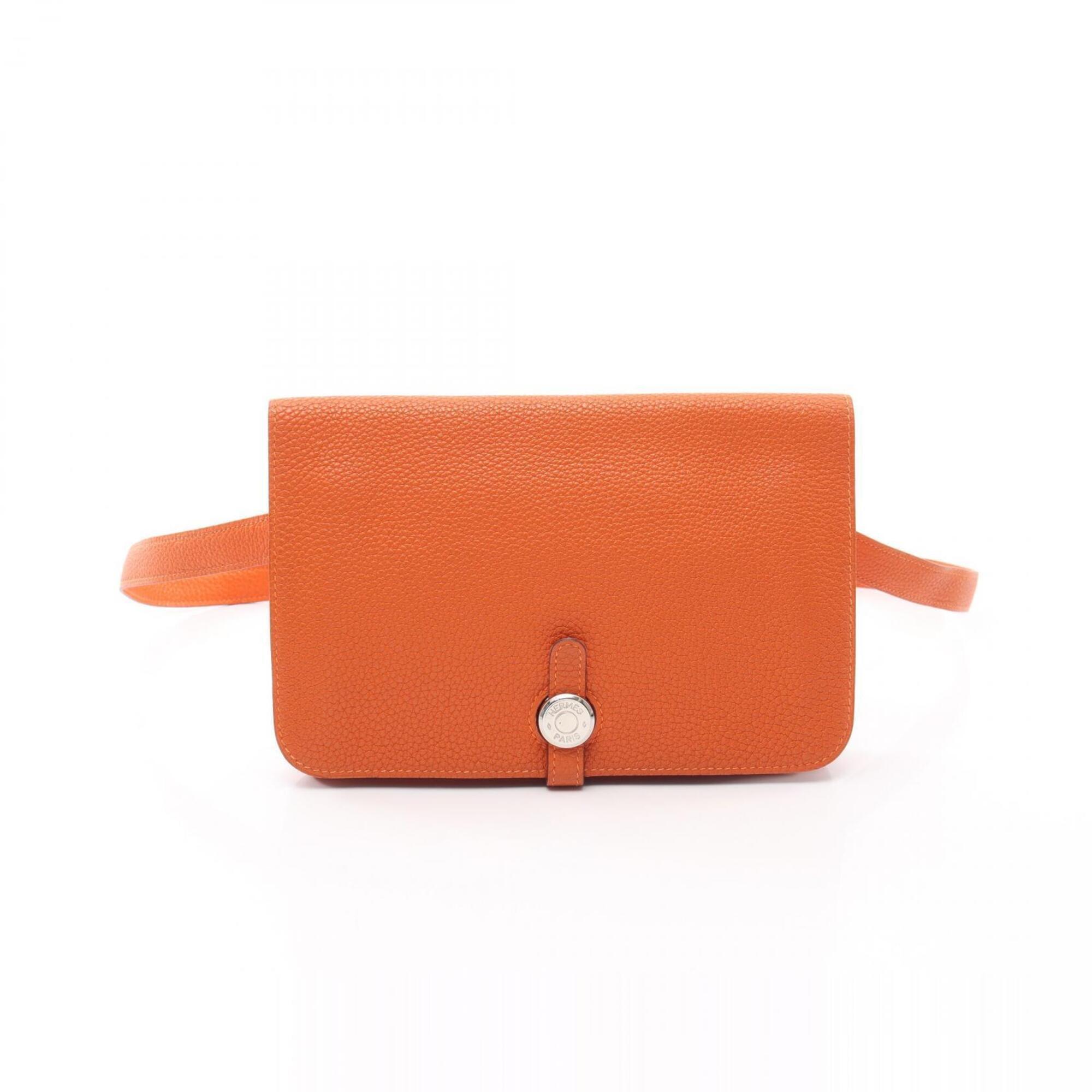 Hermes Dogon Pochette Orange Waist Bag Handbag Togo Leather Women's